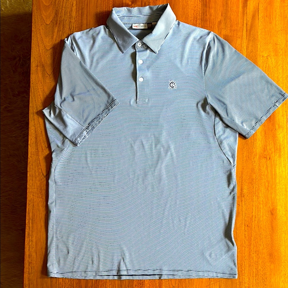 KJUS Soren Stripe Polo. Navy/White. Size 54/XL.